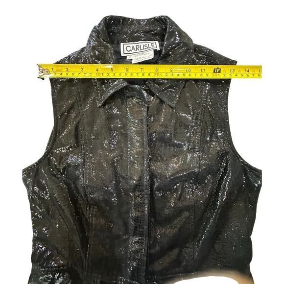 VTG Carlisle Women’s Size 6 100% Genuine Shiny Leather Collared Whimsigoth Vest - Picture 13 of 16